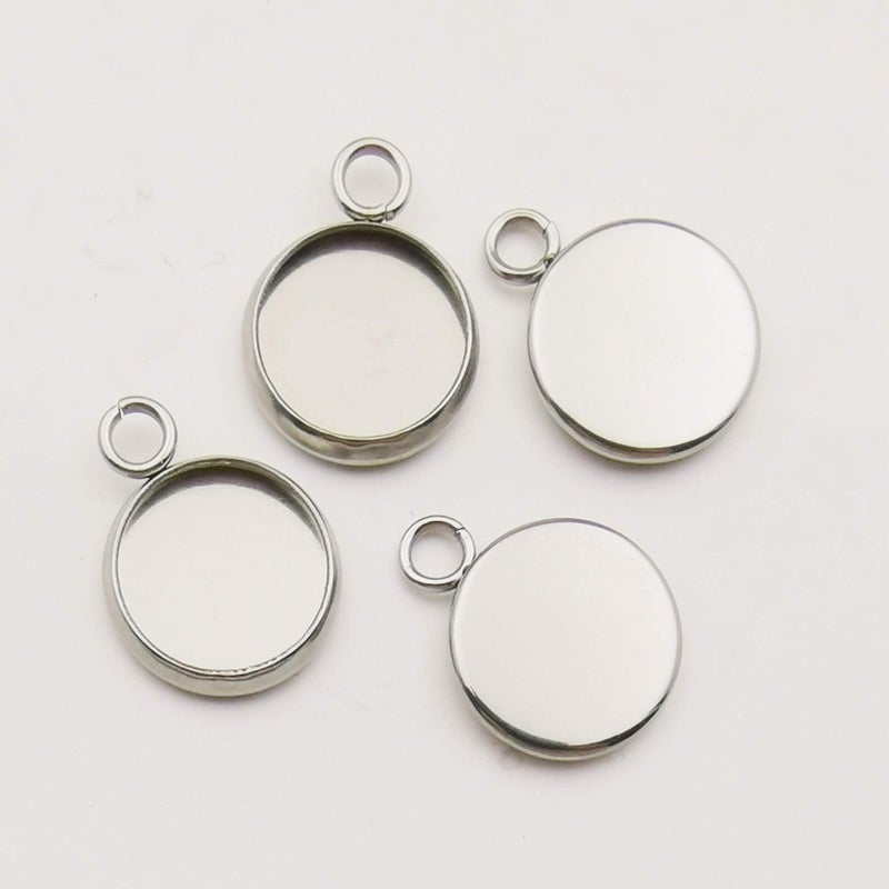 iloveDIYbeads 50pcs Fit 12mm Stainless Steel Round Blank Bezel Pendant Trays Base Cabochon Settings Trays Pendant Blanks for Jewelry Making DIY Findings (10162-12mm) - Image 5